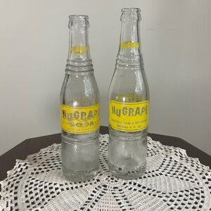 Vintage Nu Grape Soda Lot of 2 Bottles 8/10 FL. OZ. Empty Bottles
